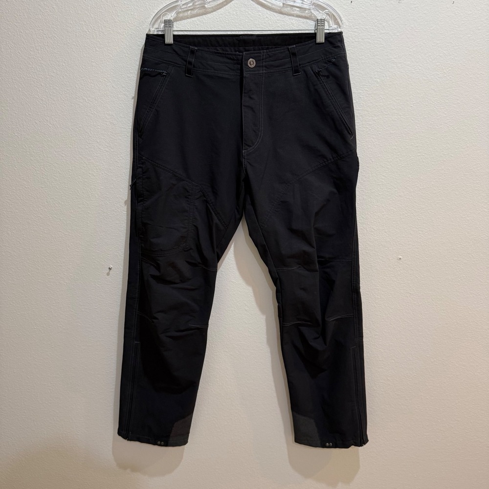 KUHL Mens Black Technical Hiking Pants Articulated Knee 34x32 Nylon Blend